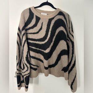 & other stories oversized taupe and black patterned sweater